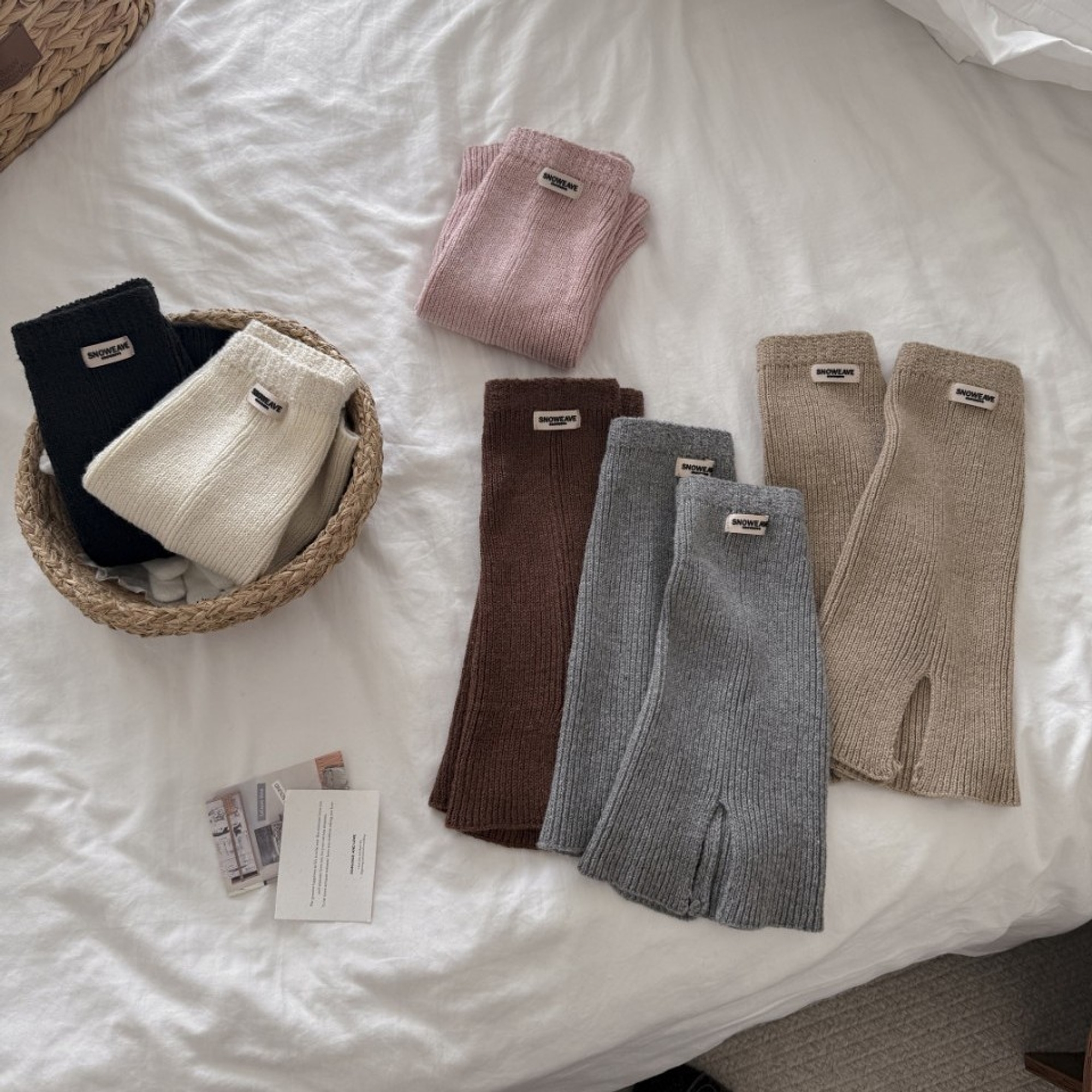 Split-Hem Knitted Leg Warmers with Label | W-071