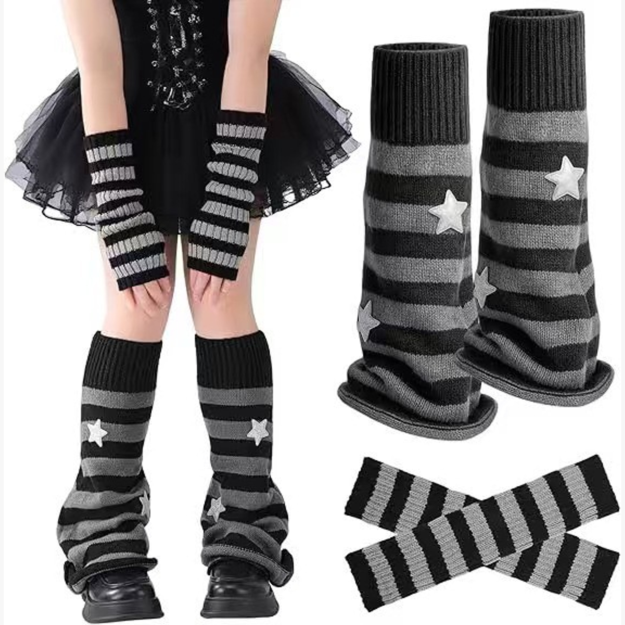Star Stripe Leg and Arm Warmer Set | QF-001