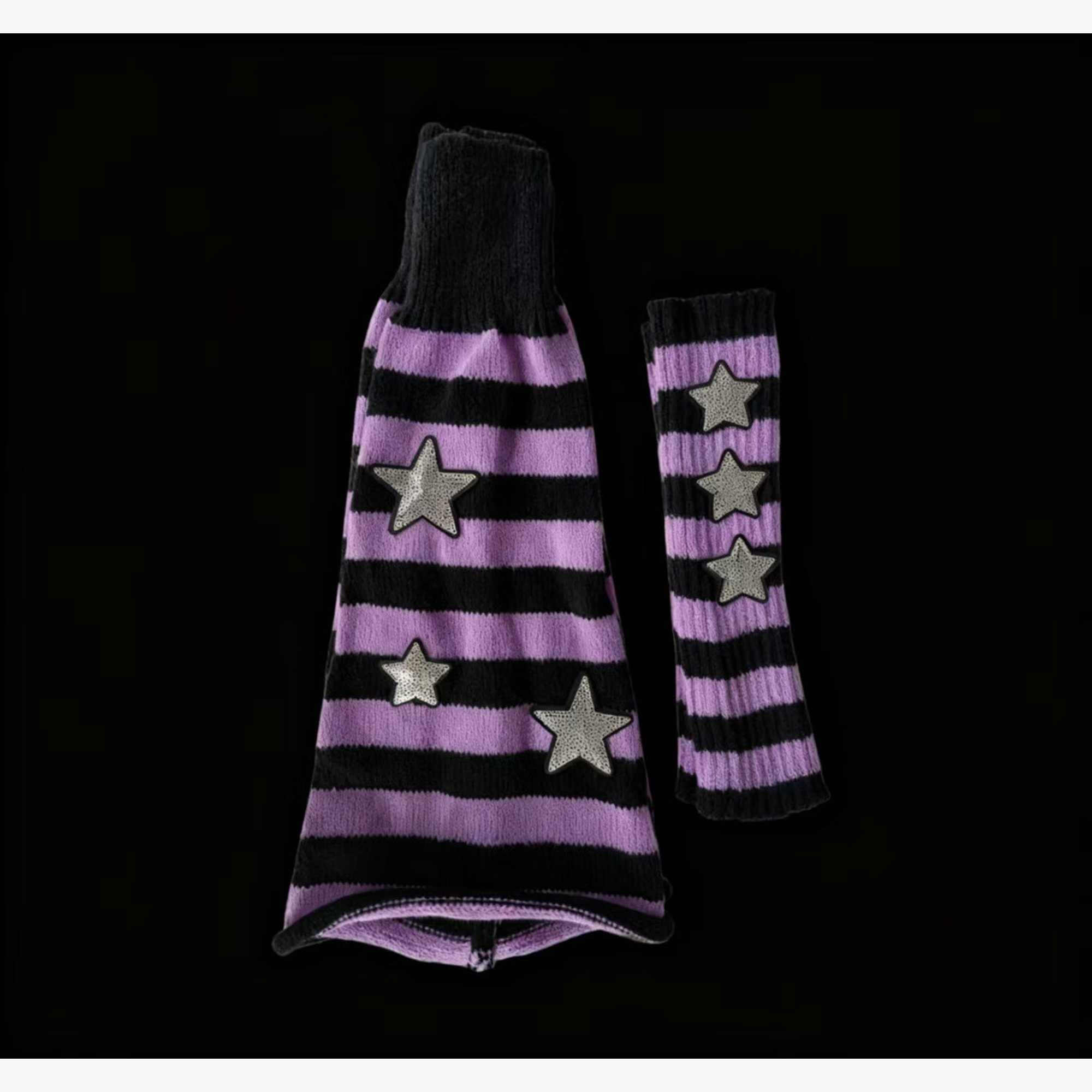 Star Motif Knitted Leg and Arm Warmer Set | QF-010