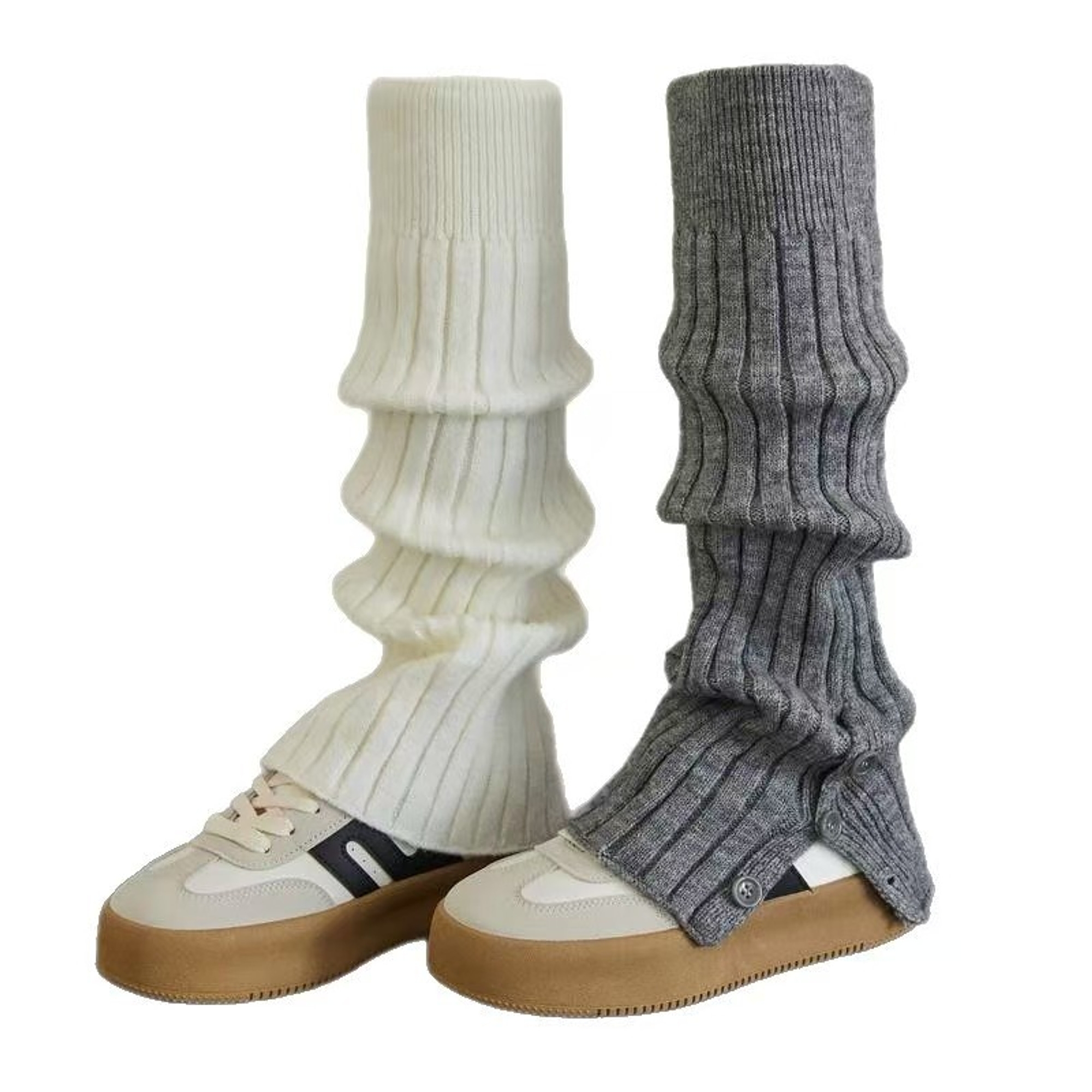 Split-Hem Ribbed Long Leg Warmers | QF-039
