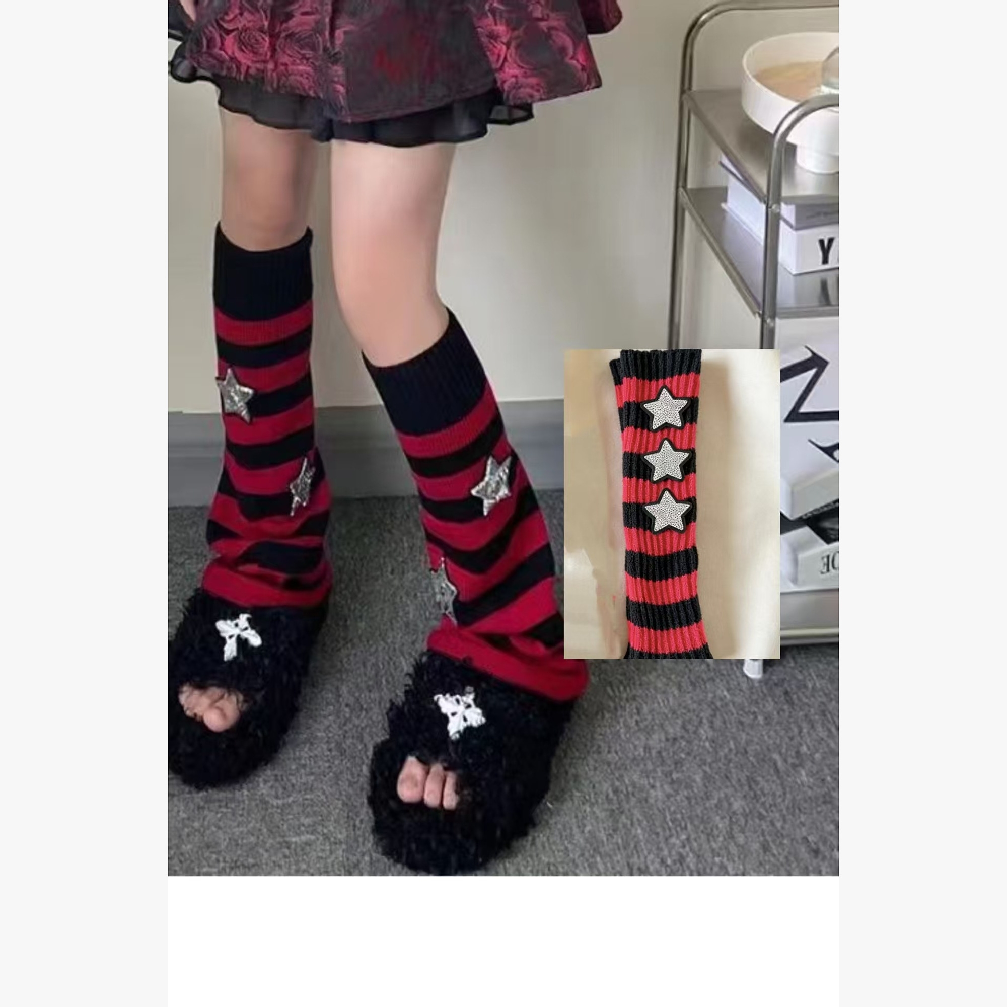 Star Motif Knitted Leg and Arm Warmer Set | QF-010
