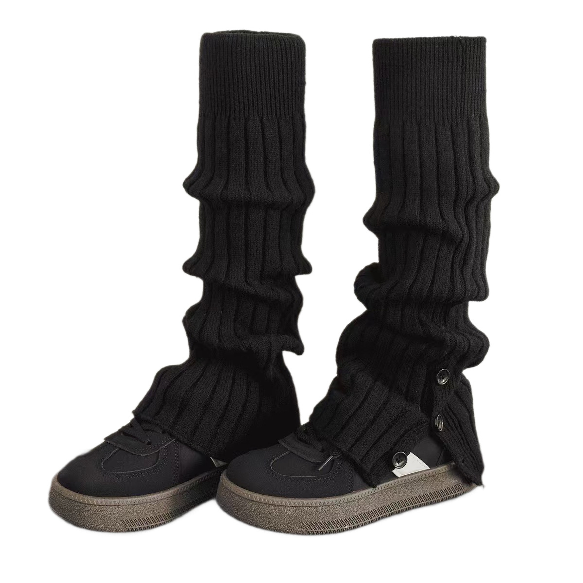 Split-Hem Ribbed Long Leg Warmers | QF-039