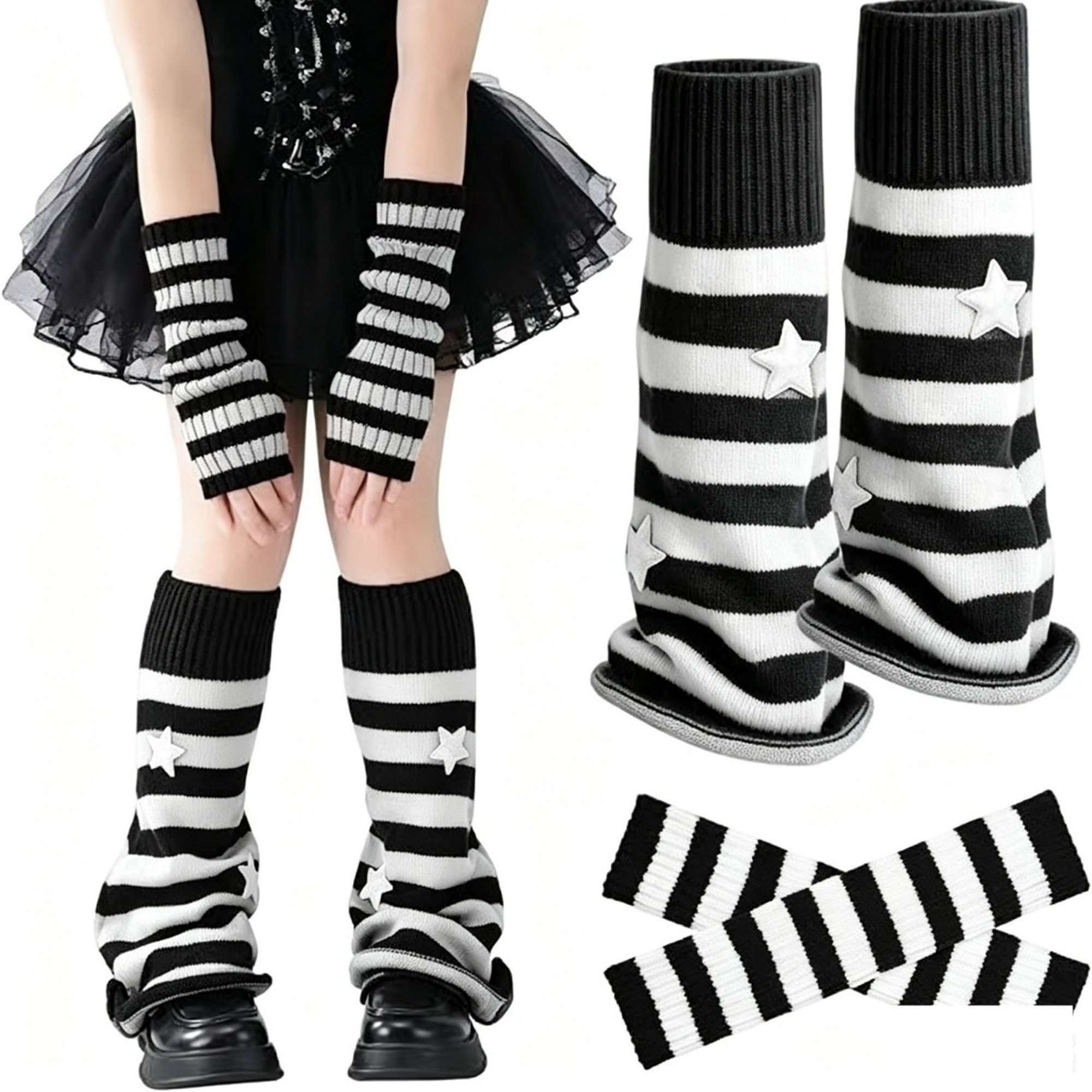 Star Stripe Leg and Arm Warmer Set | QF-001