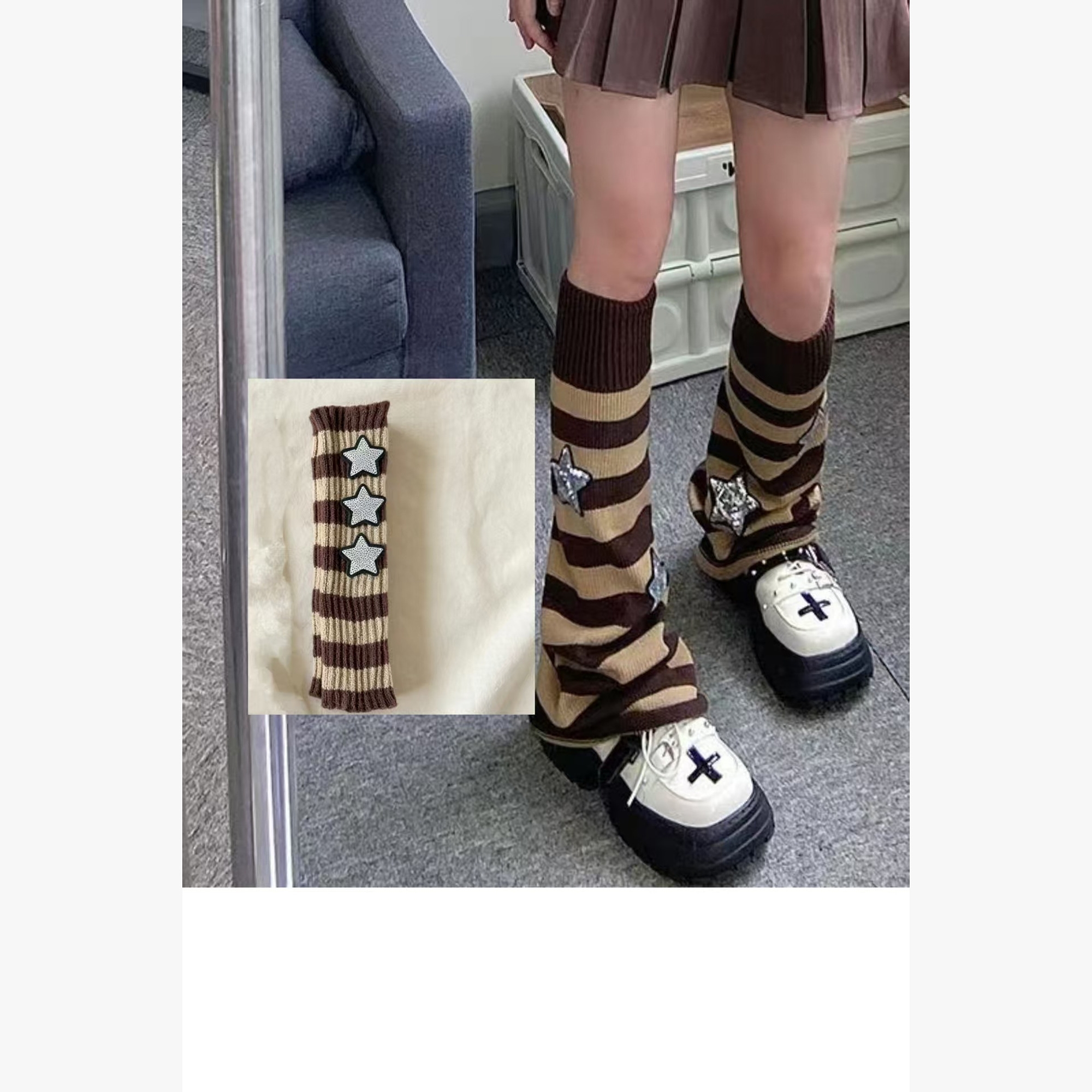 Star Motif Knitted Leg and Arm Warmer Set | QF-010