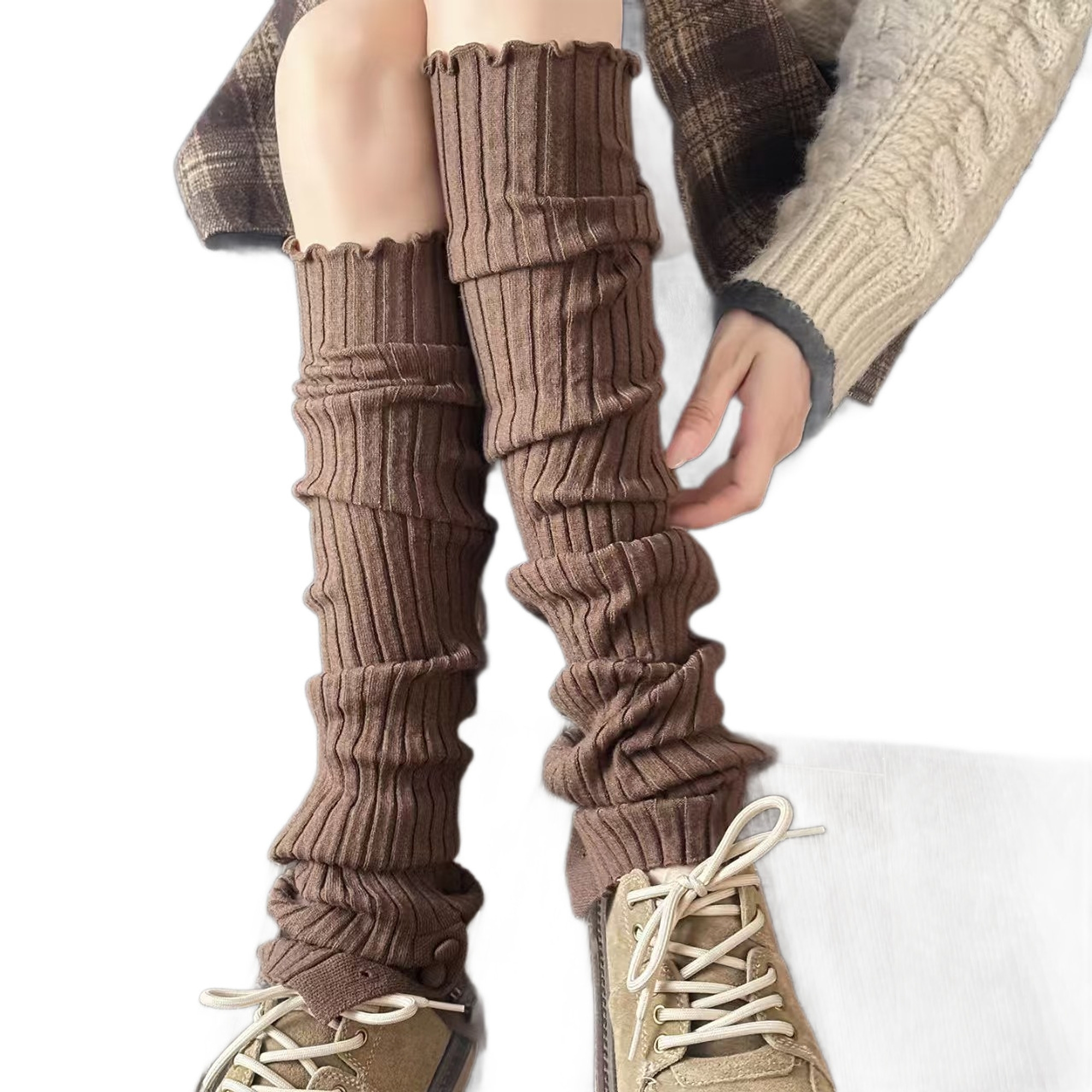 Ribbed Tie-Detail Knitted Leg Warmers | QF-002