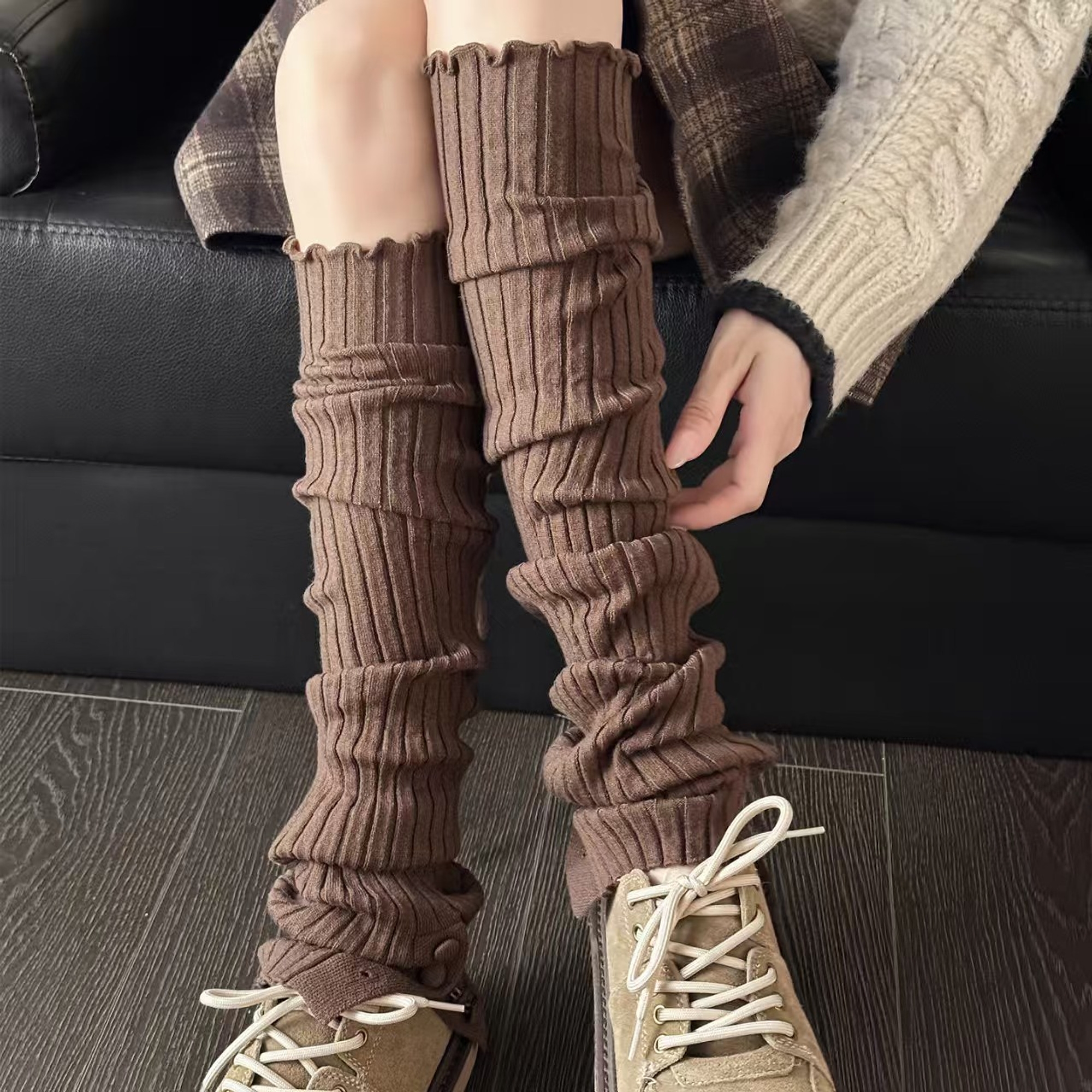 Ribbed Tie-Detail Knitted Leg Warmers | QF-002