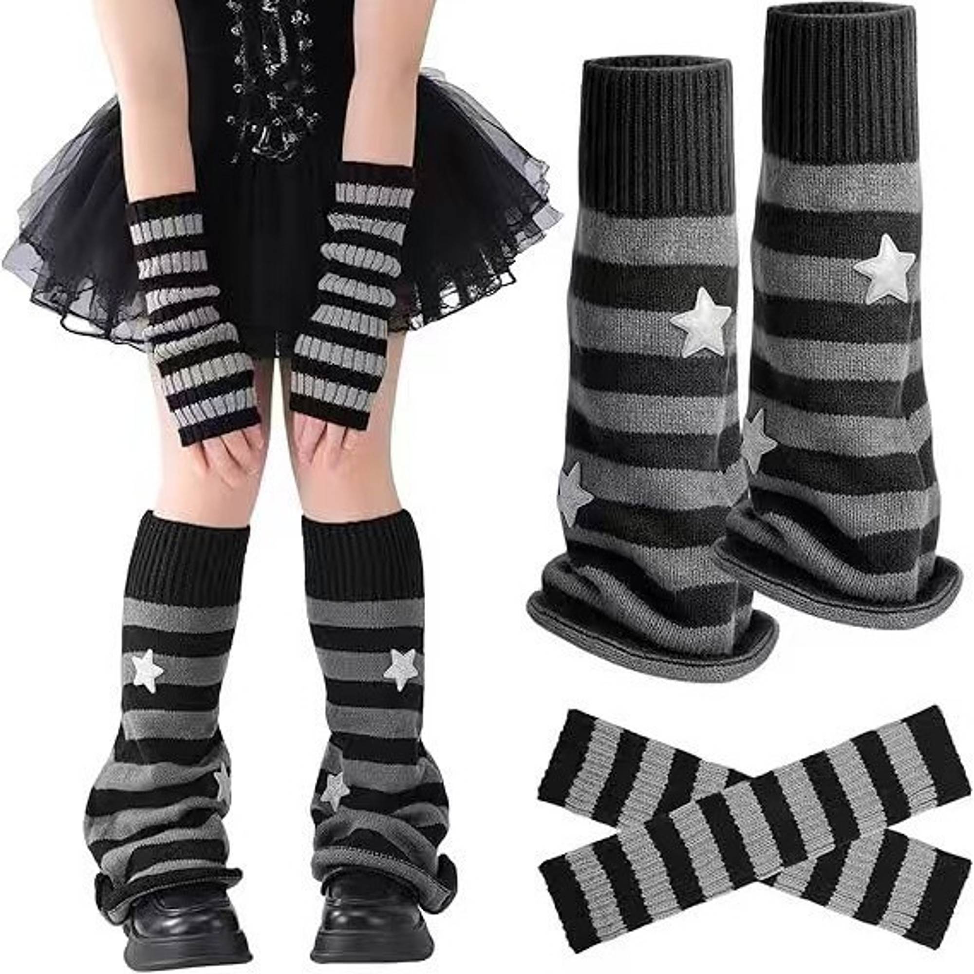 Star Stripe Leg and Arm Warmer Set | QF-001