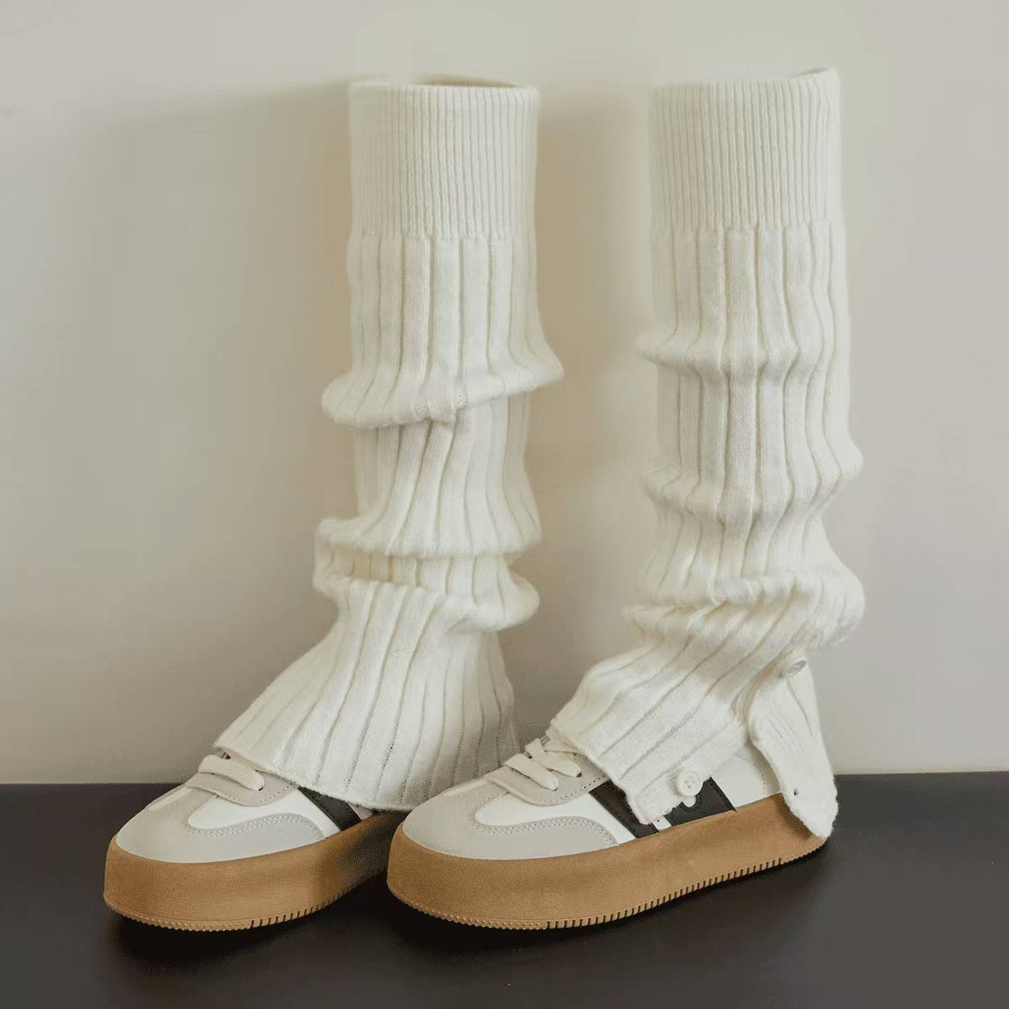 Split-Hem Ribbed Long Leg Warmers | QF-039
